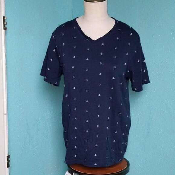 Men's Anchor T Tee Shirt Denim & Flower Ricky Singh Navy Blue White Small MAN'S - Picture 4 of 9